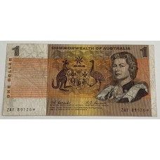 AUSTRALIA 1967 . ONE 1 DOLLAR BANKNOTE . COOMBS/RANDALL . STAR NOTE . FIRST PREFIX ZAF